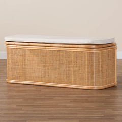 Storage Bench, Brown Rattan with Lift-Top Storage