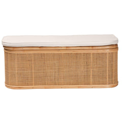 Storage Bench, Brown Rattan with Lift-Top Storage