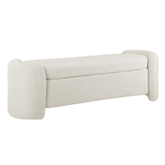 Storage Bench in Performance Velvet with Wood Legs, Ivory