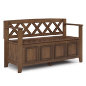Storage Bench, Solid Pine Wood with Lift-Up Lid, Rustic Natural Aged Brown