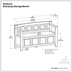 Storage Bench, Solid Pine Wood with Lift-Up Lid, Rustic Natural Aged Brown