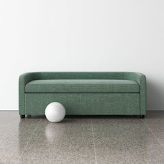 Storage Bench, Upholstered with Flip-Top Seat in Sea Green