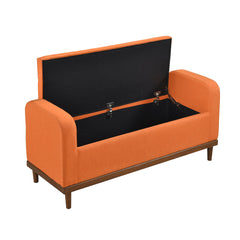 Storage Bench with Lift Top in Orange Fabric