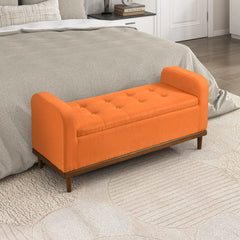 Storage Bench with Lift Top in Orange Fabric