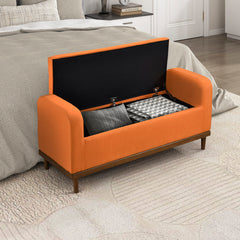 Storage Bench with Lift Top in Orange Fabric