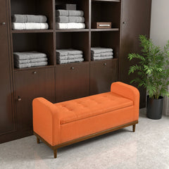 Storage Bench with Lift Top in Orange Fabric