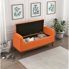 Storage Bench with Lift Top in Orange Fabric
