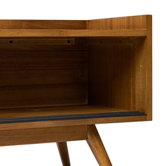 Storage Bench with Two Shoe Compartments in Brown Acacia Wood