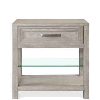 Storage Cabinet, 1 Drawer and Shelf, Brown Solid Rubberwood, Silver Handle