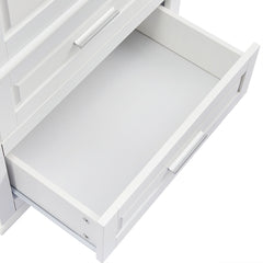 Storage Cabinet, 2 Hinged Doors with Drawers, White Painted MDF