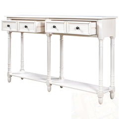 Storage Cabinet, 58 in W, Ivory White with Solid Wood Base