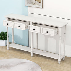 Storage Cabinet, 58 in W, Ivory White with Solid Wood Base