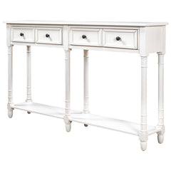 Storage Cabinet, 58 in W, Ivory White with Solid Wood Base