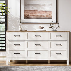 Storage Cabinet, 9 Drawers, White Manufactured Wood