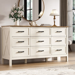 Storage Cabinet, 9 Drawers, White Manufactured Wood