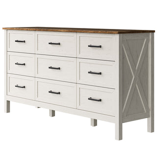Storage Cabinet, 9 Drawers, White Manufactured Wood