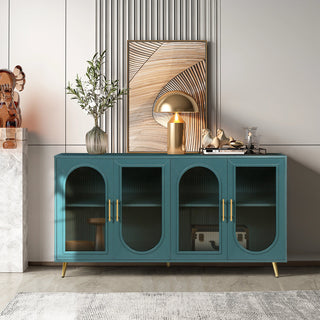 Storage Cabinet, Glass Door, Manufactured Wood, Antique Blue