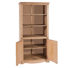 Storage Cabinet with 2 Doors and 5 Shelf Tiers, Solid Wood