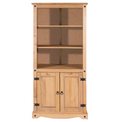 Storage Cabinet with 2 Doors and 5 Shelf Tiers, Solid Wood