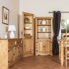 Storage Cabinet with 2 Doors and 5 Shelf Tiers, Solid Wood