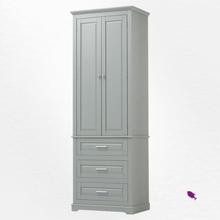 Storage Cabinet with 3 Drawers and 2 Shelves in Gray