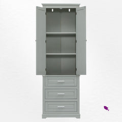 Storage Cabinet with 3 Drawers and 2 Shelves in Gray