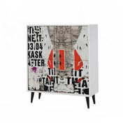 Storage Cabinet with 4 Doors and 4 Shelves in Melamine-Coated Particle Board