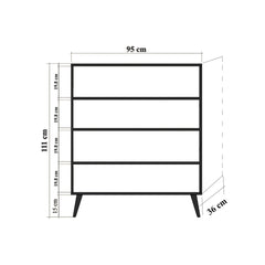 Storage Cabinet with 4 Doors and 4 Shelves in Melamine-Coated Particle Board