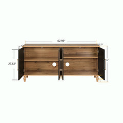Storage Cabinet with Carved Flower Door, Natural Solid and Manufactured Wood