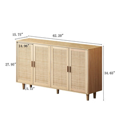 Storage Cabinet with Four Rattan Doors in Natural