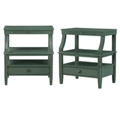 Storage Nightstands, Set of 2, Solid Wood with Satin Black Handles