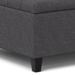 Storage Ottoman, 30 in Square, Linen Look Fabric with Black Legs