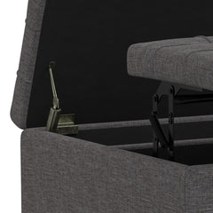 Storage Ottoman, 30 in Square, Linen Look Fabric with Black Legs