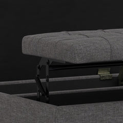 Storage Ottoman, 30 in Square, Linen Look Fabric with Black Legs