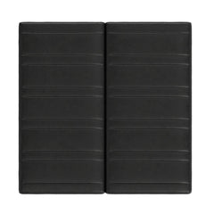 Storage Ottoman, 36 in Square, Black Faux Leather with Espresso Wood Legs