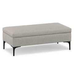 Storage Ottoman Coffee Table, 48 In Long, Gray Polyester, Black Metal Legs