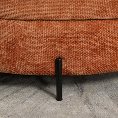 Storage Ottoman, Crescent Shape, Burnt Orange Chenille