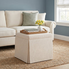 Storage Ottoman with Flip Top, Square, Polyester Blend Upholstery