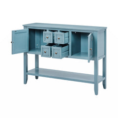 Storage Table with Drawers and Bottom Shelf, Pine and MDF