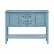 Storage Table with Drawers and Bottom Shelf, Pine and MDF