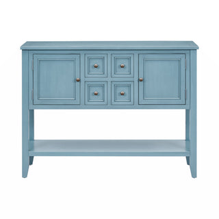 Storage Table with Drawers and Bottom Shelf, Pine and MDF
