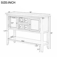 Storage Table with Drawers and Bottom Shelf, Pine and MDF