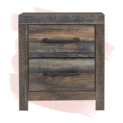 Storage Unit, 2 Drawers, Engineered Wood, USB Charging, Brown