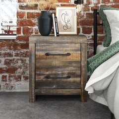 Storage Unit, 2 Drawers, Engineered Wood, USB Charging, Brown