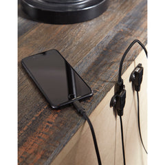 Storage Unit, 2 Drawers, Engineered Wood, USB Charging, Brown