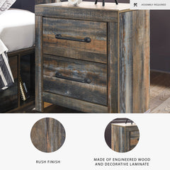 Storage Unit, 2 Drawers, Engineered Wood, USB Charging, Brown