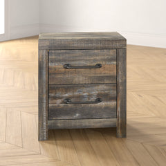 Storage Unit, 2 Drawers, Engineered Wood, USB Charging, Brown