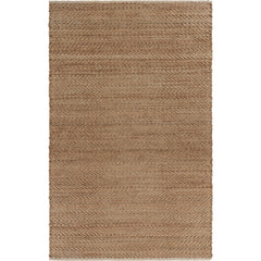 Striped Area Rug, 5 ft x 7 ft 9 in, Hand-Woven Jute in Tan and Beige