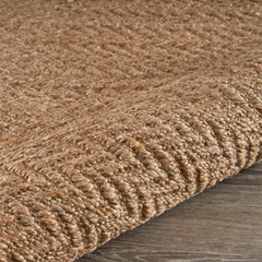 Striped Area Rug, 5 ft x 7 ft 9 in, Hand-Woven Jute in Tan and Beige
