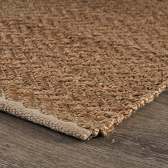 Striped Area Rug, 5 ft x 7 ft 9 in, Hand-Woven Jute in Tan and Beige
